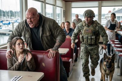 The day I stopped being a ghost and started a war: It began with cold coffee and a broken man begging for mercy, but when a monster in a tailored suit laid his hands on the only kindness left in my world, he didn’t realize he wasn’t just hurting a waitress—he was waking up a dormant Navy SEAL and an 85-pound German Shepherd who were both itching for a reason to bite back.