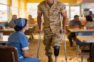 He leaned on his crutch, the folded pant leg a silent testament to a sacrifice this room refused to acknowledge. One by one, they looked away. In a diner full of people, he was utterly alone. And my heart just broke. I knew what I had to do.