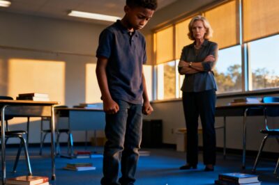 My teacher tore up my hero project in front of the whole class, calling my dad a liar and a fraud, but she froze when the doors opened and she saw the four stars shining on his uniform.