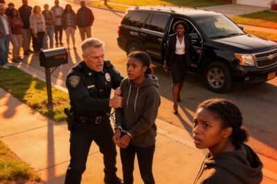 He cuffed my sixteen-year-old twin girls on a quiet suburban street, convinced they were criminals. Then my black SUV rolled up, I stepped out, and he saw the woman whose daughters he’d just terrorized was the District Attorney who could end his career.