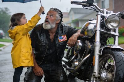 I Was Only Seven Years Old When I Defied My Grandmother To Hold An Umbrella Over A Terrifying Biker Stranded In A Storm, And When She Called The Police In A Panic, I Thought I Was In Trouble—Until The Stranger Left A Note On Our Porch That Would Shatter Our Prejudices And Teach An Entire Judgmental Town The Most Painful Lesson Of All.
