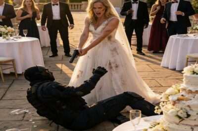 Everyone at the Harrison estate looked at me like I was a mistake in a white dress—until the lights died and a masked man screamed, “On the ground! NOW!”